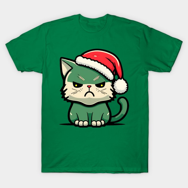 Unamused Christmas Cat T-Shirt by Gracie Max